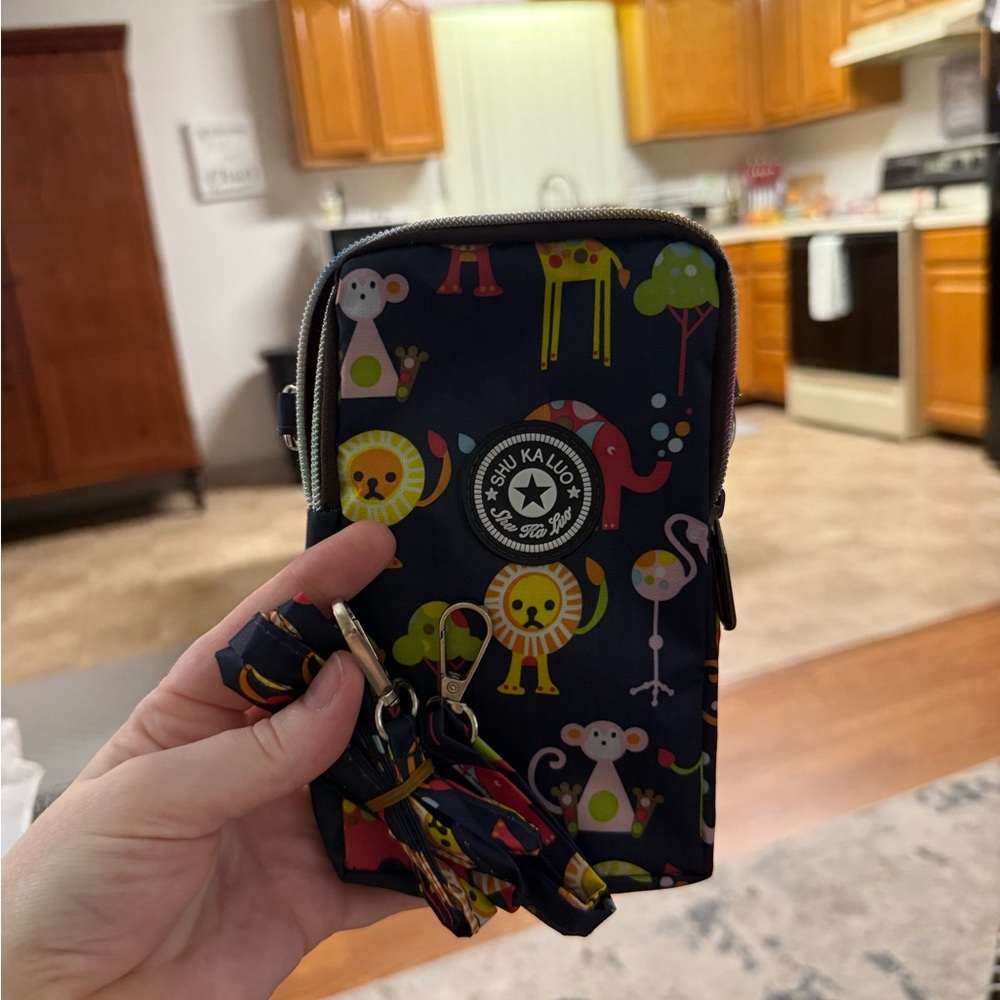 Cute Navy Animal Print Crossbody Pouch